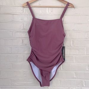 NWT Catherine Malandrino plum swimsuit one piece bodusuiy women’s size small
